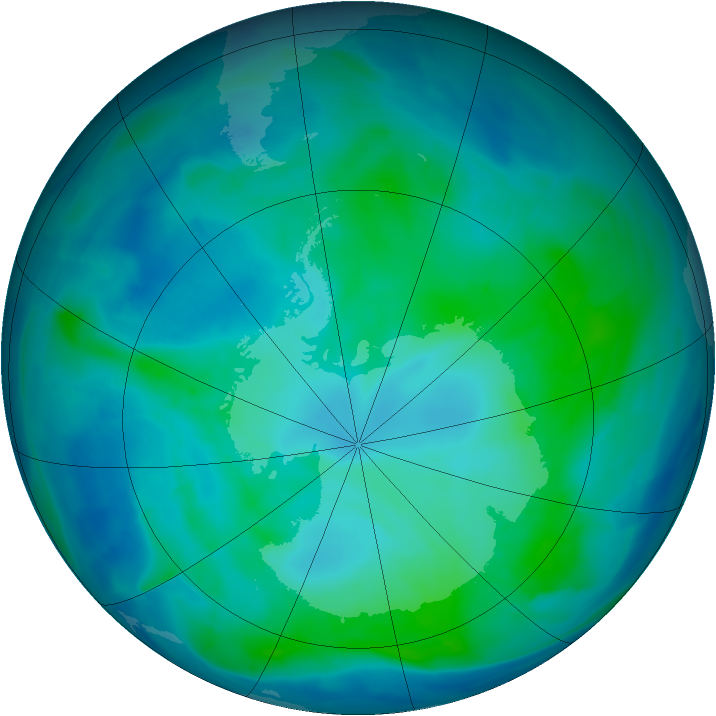 Antarctic ozone map for 22 February 2014